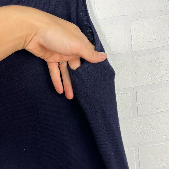 Eileen Fisher Womens Top size Petite Medium Navy Blue Silk Cashere blend - Picture 7 of 10